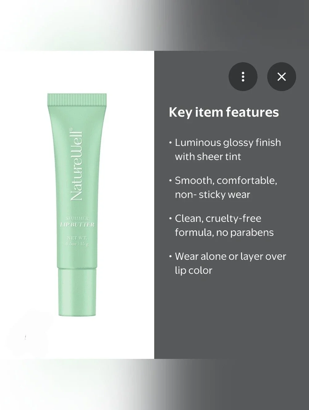 NatureWell Shimmer Lip Butter — Vanilla Mint 0.53oz BNIB